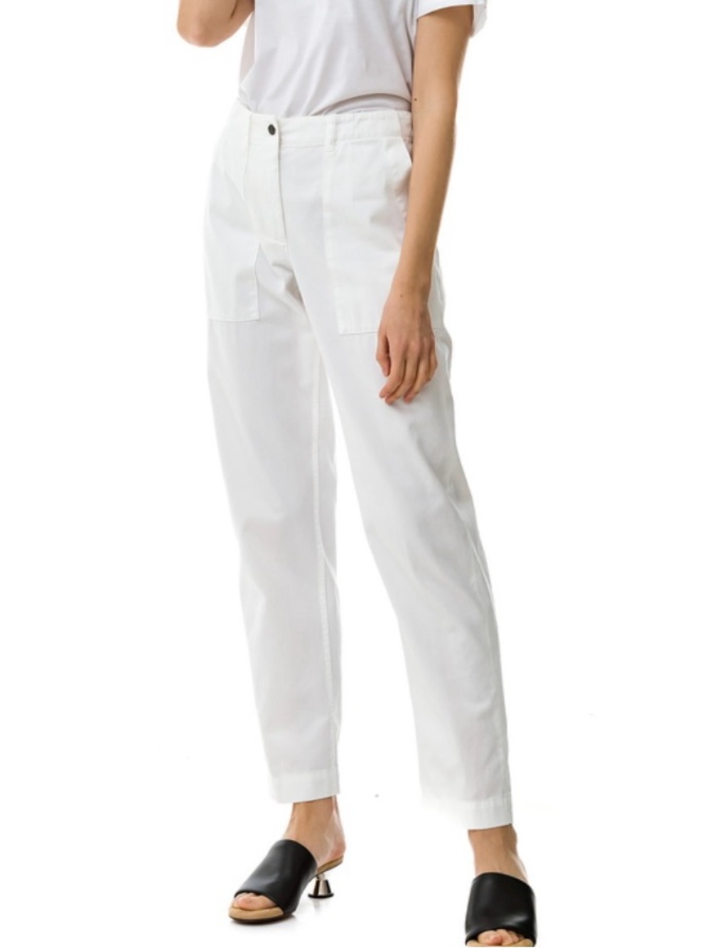 Dries Van Noten Crisp White Straight Leg High Rise Relaxed Cotton Casual Trouser
